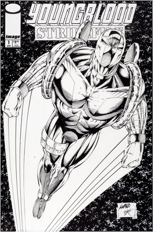 Youngblood Strikefile #1 Cover Art by Rob Liefeld sold for $1,910. Click here to get your original art appraised.